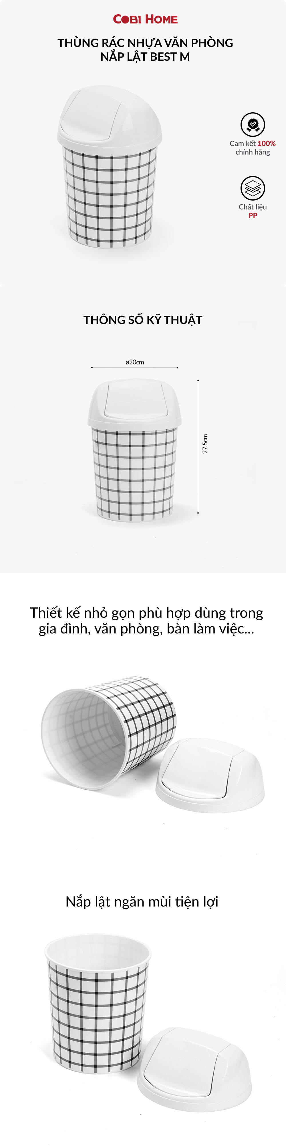 Thùng rác nhựa văn phòng